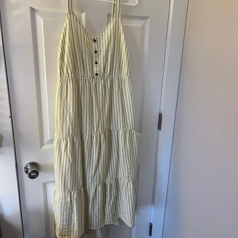 Sonoma Yellow and White Striped Midi Sundress